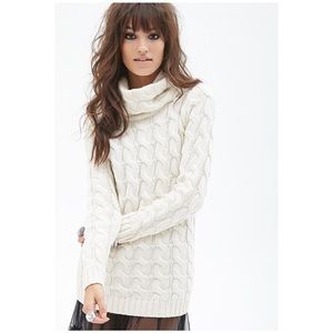 Forever 21 natural cable knit sweater turtleneck S